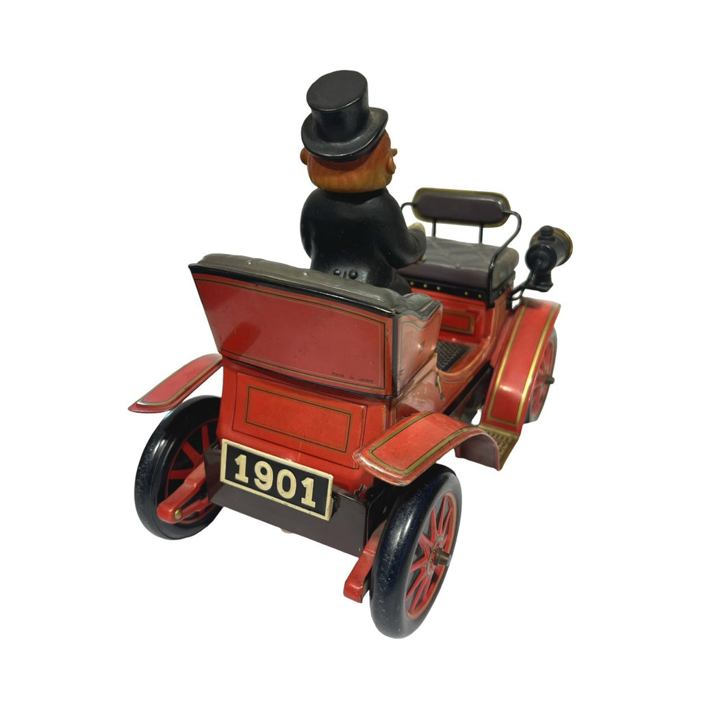 Century 1901 Old Timer Car Tin Toy Battery Operated Japan Driver Figure Vintage