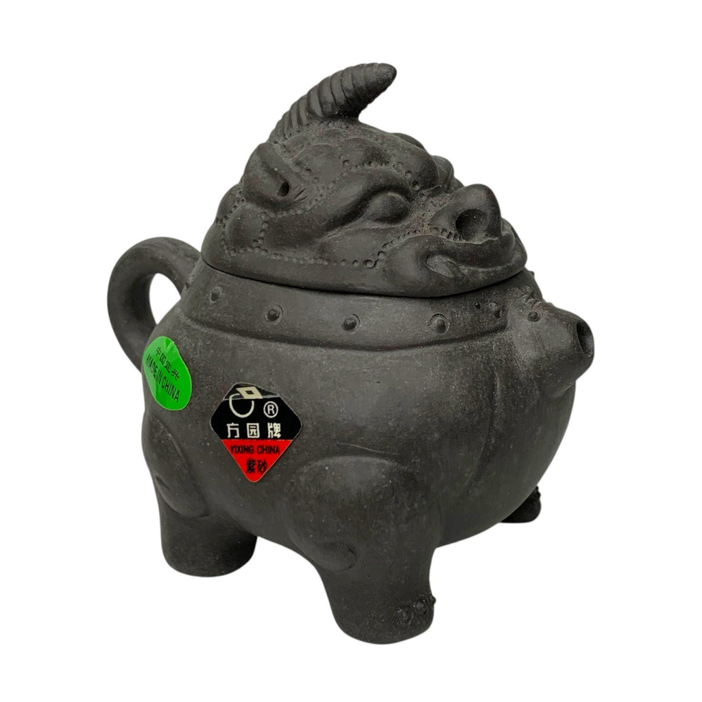 Vintage Yixing Zisha Fang Yuan Heini Foo Dog Teapot Square Circle Boxed
