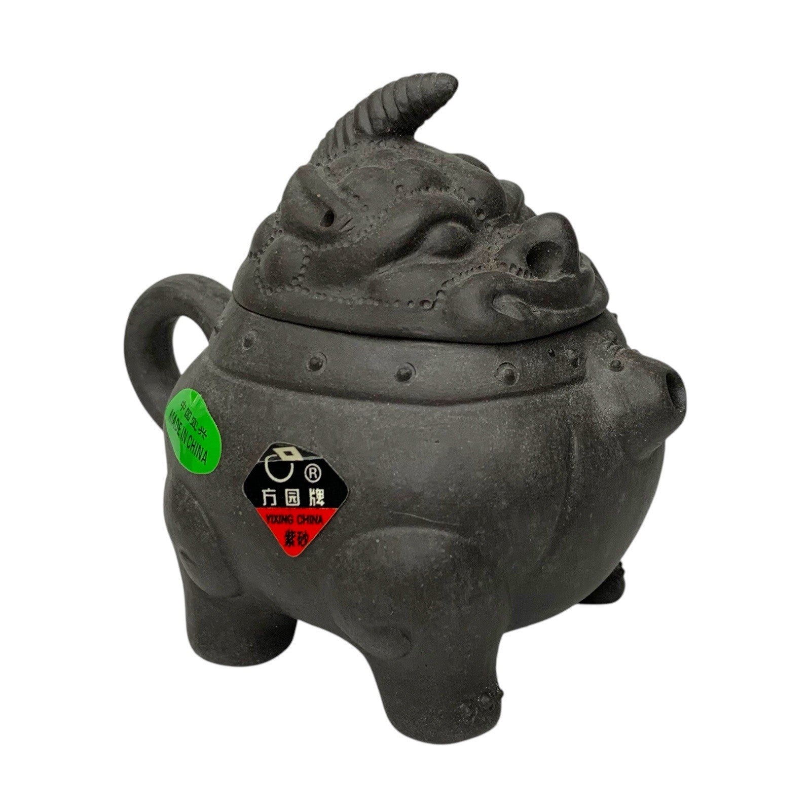 Vintage Yixing Zisha Fang Yuan Heini Foo Dog Teapot Square Circle Boxed