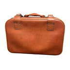 Vintage Brown Faux Leather Suitcase Carry Case Travel Overnight Bag Korea
