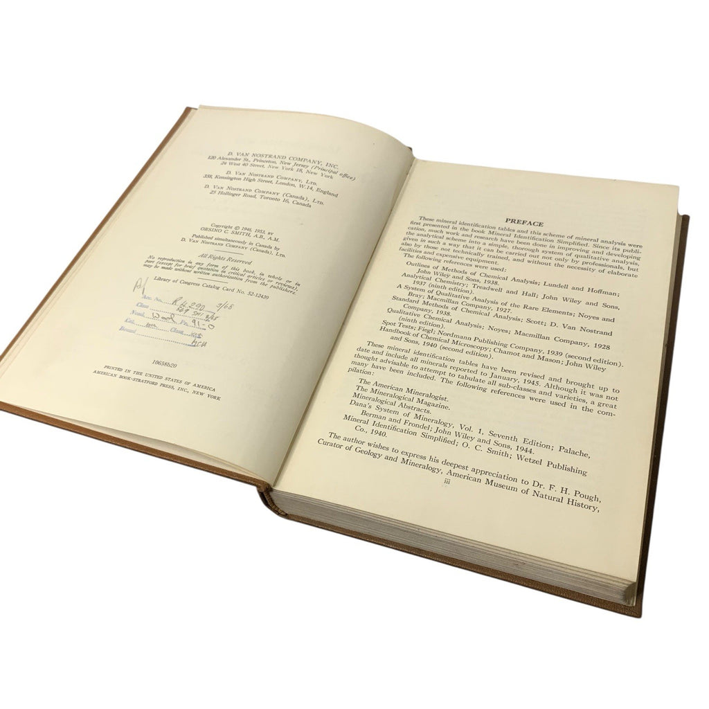 ID Vintage Collectable 1953 Qualitative Chemical Analysis of Minerals Van
