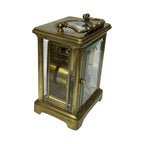 Vintage Brass Carriage Clock Platform Escapement Glass Sides Key Wind Up France