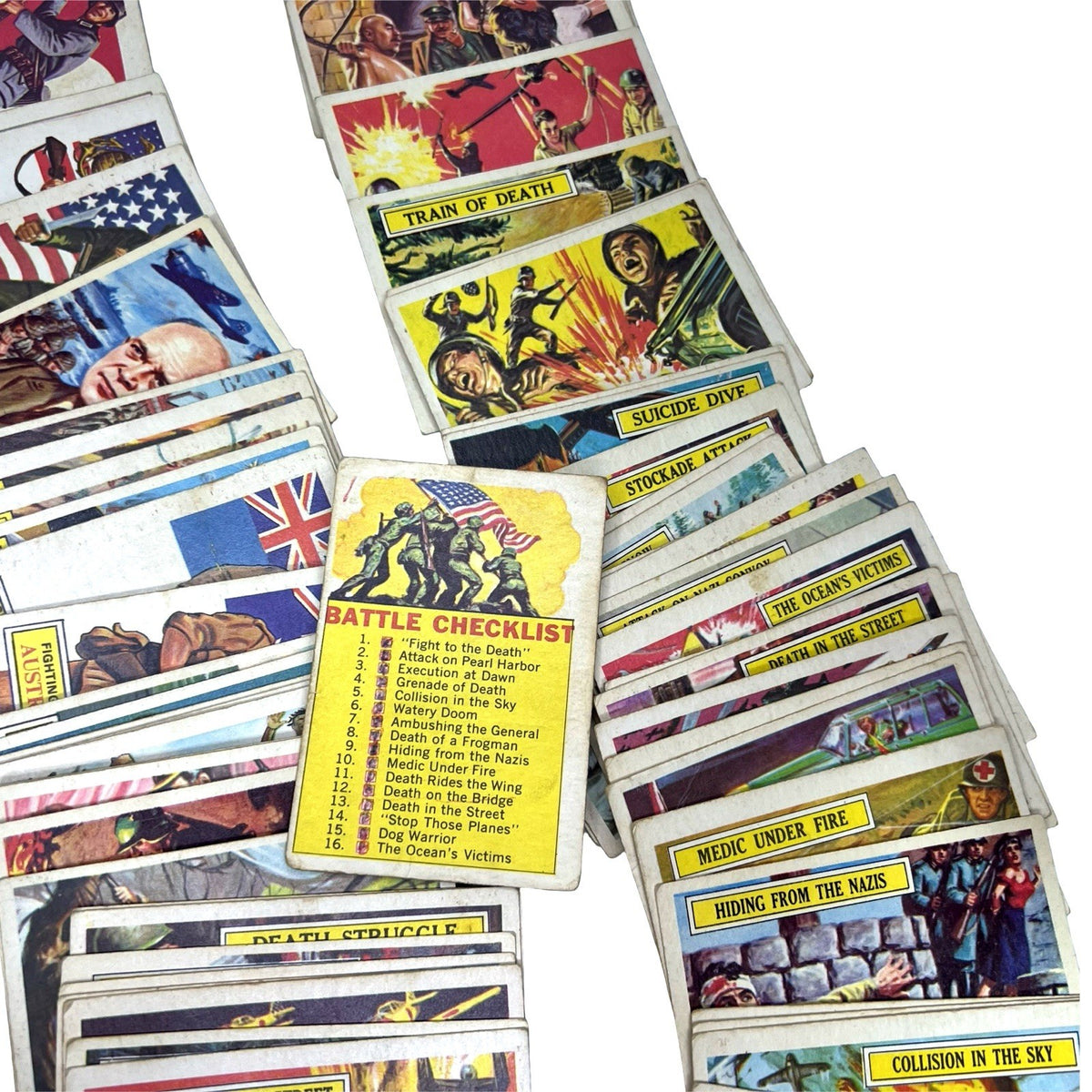 1965 A&BC Battle WWII Trading Cards 63/73 Near Complete Set UK Gum - detail view
