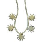 1950s Edelweiss Flower Necklace Hand Carved Bone Beads Alpine Folk Art Austria