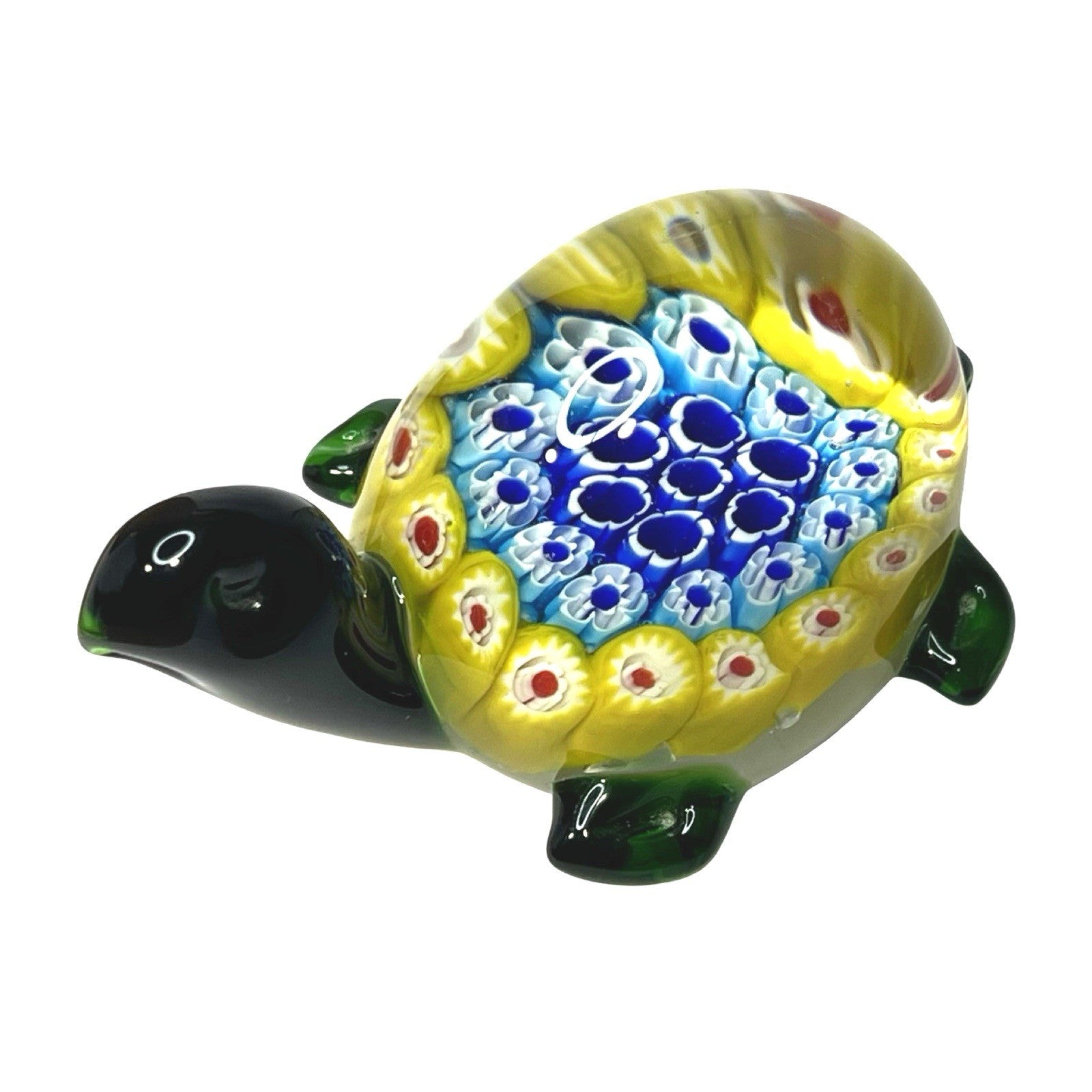Vintage Murano Millefiori Art Glass Turtle Tortoise Paperweight Figurine