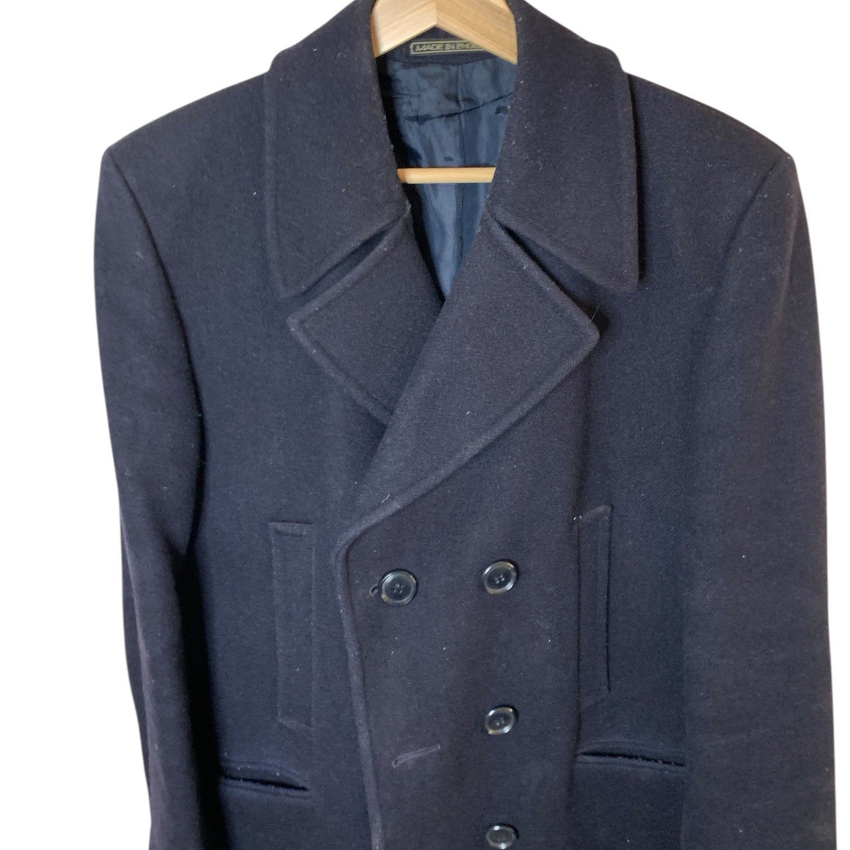 Vintage Kindler Navy Wool Overcoat Womens Size 16 Large Double Breasted England