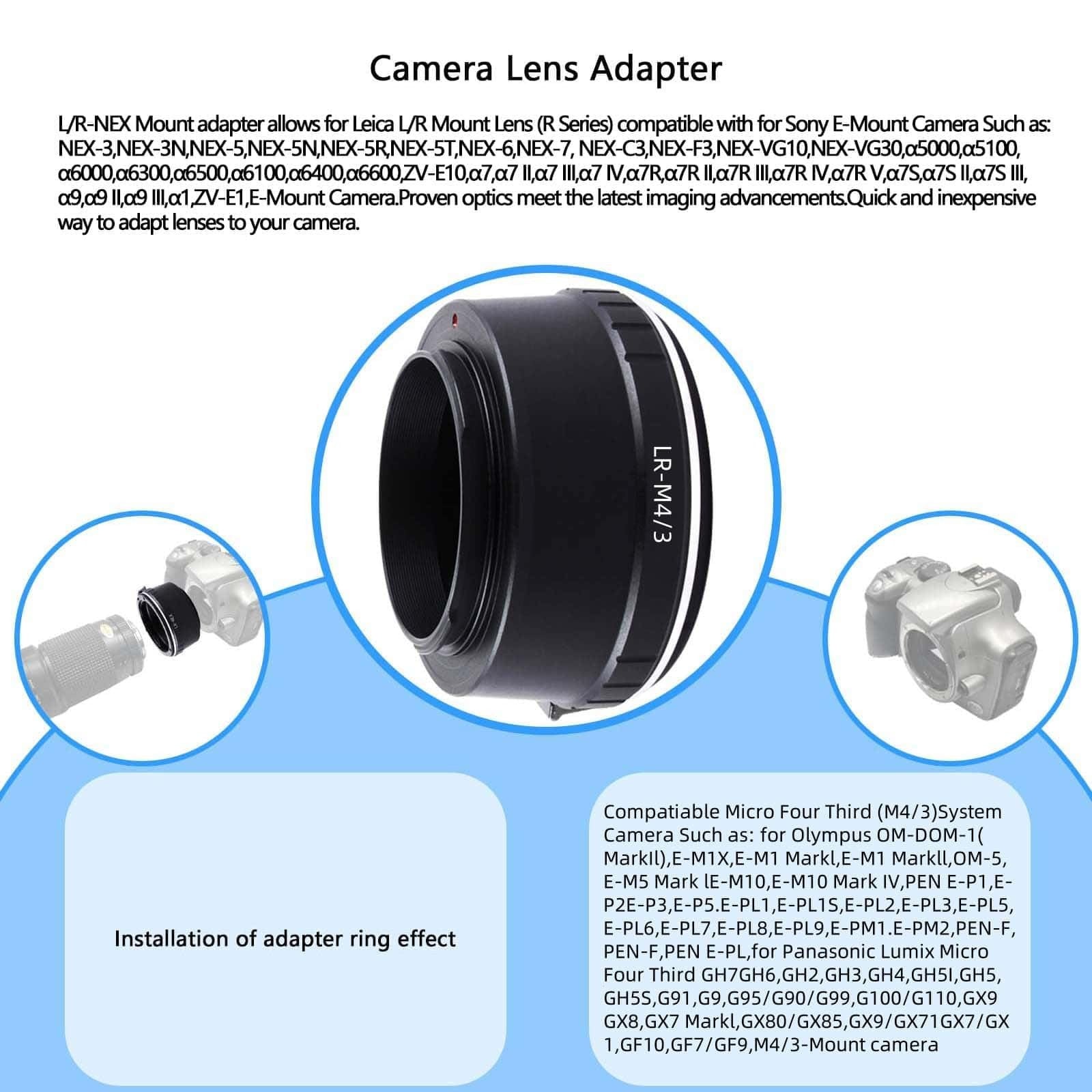 Leica M Lens to Micro Four Thirds Adapter AMOPOFO M4/3 Black Aluminium