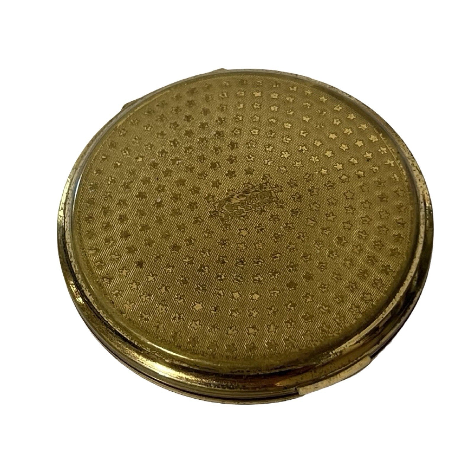 Vintage Stratton Compact Mirror White Enamel Pink Flower Bouquet Made England