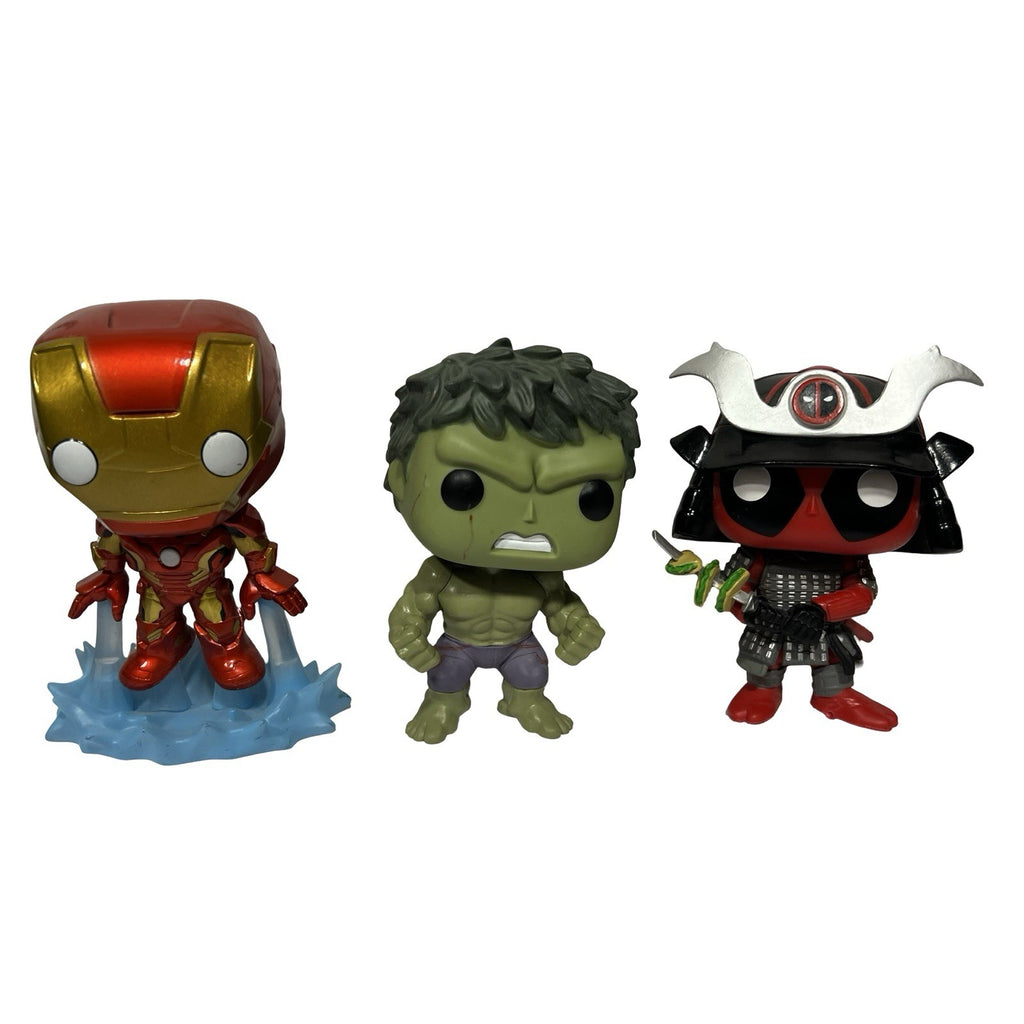 Marvel & Fortnite Figure Bundle Iron Man Hulk Deadpool Samurai Stealth Blue Lot