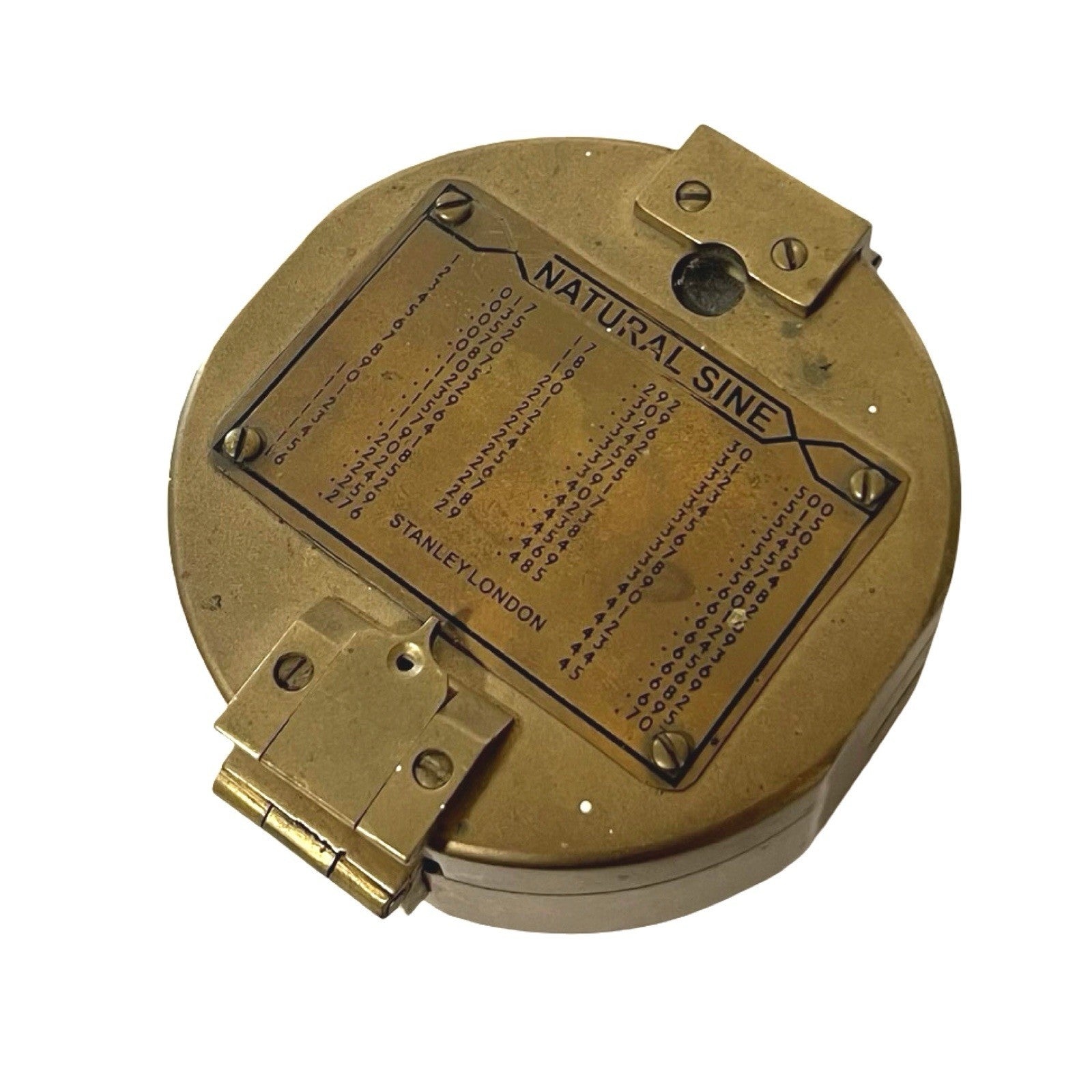 Stanley London Natural Sine Brass Pocket Transit Compass Brunton Style