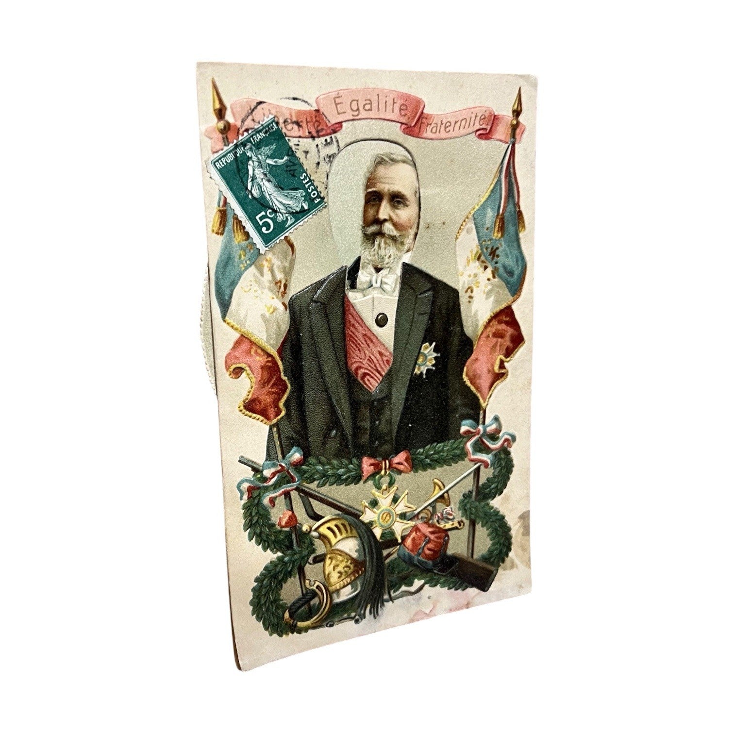Antique French Political Novelty Postcard Interchangeable Portraits Embossed