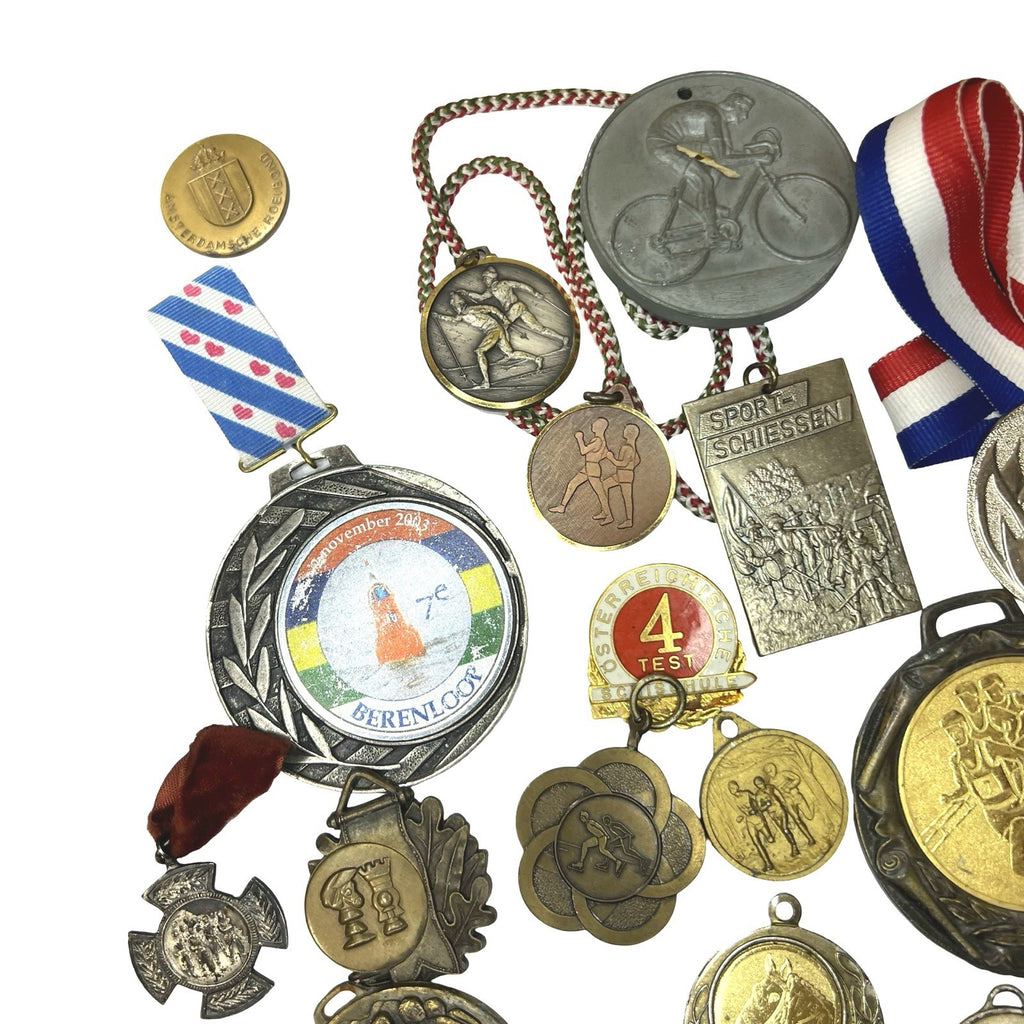 Vintage Sports Medals Job Lot Athletics Cycling Football Award Fobs European