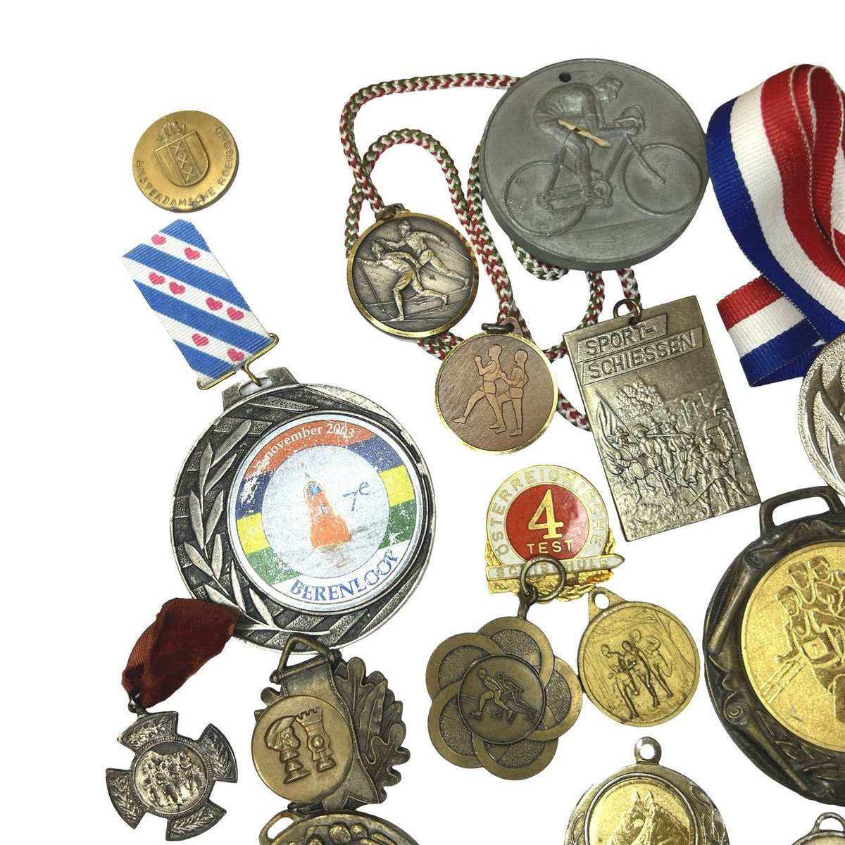 Vintage Sports Medals Job Lot Athletics Cycling Football Award Fobs European