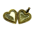 Vintage 1/20 12K Gold Filled Heart Locket Mother of Pearl Cross Pendant Charm