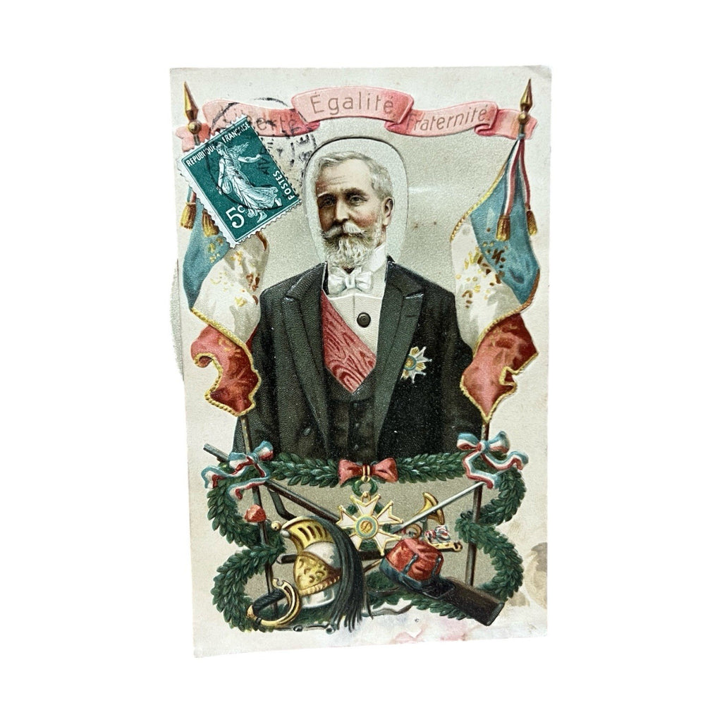 Antique French Political Novelty Postcard Interchangeable Portraits Embossed