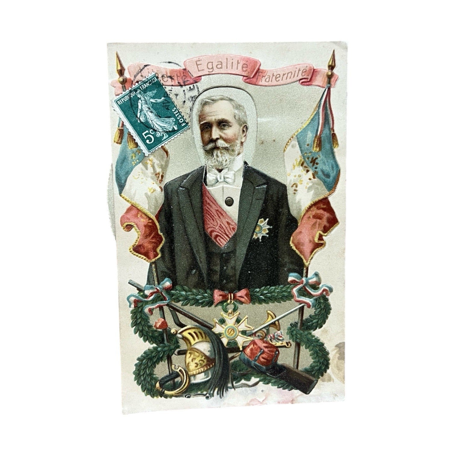 Antique French Political Novelty Postcard Interchangeable Portraits Embossed