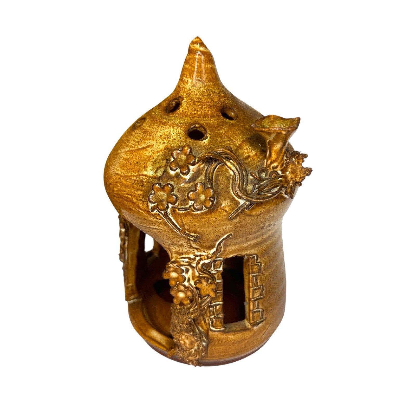 Vintage St Agnes Pottery Fairy House Tealight Lantern Candle Holder Cottage