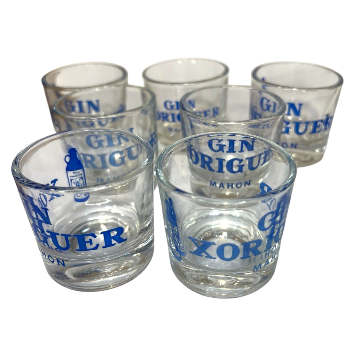 7x Gin Xoriguer Mini Shot Glasses Mahon Menorca Spain Taster Glass Set