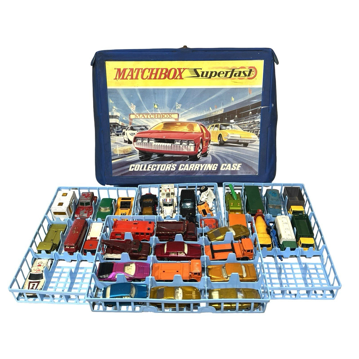 Vintage Matchbox Collectors Case with 38 Cars Lesney Diecast Car Job Lot