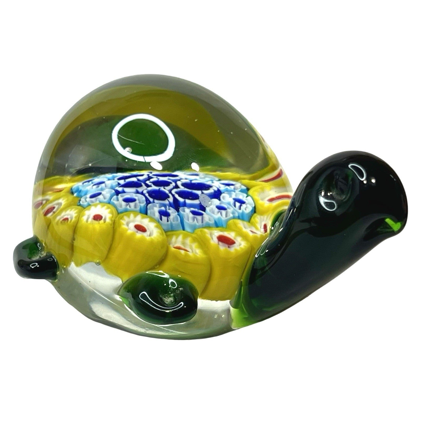 Vintage Murano Millefiori Art Glass Turtle Tortoise Paperweight Figurine