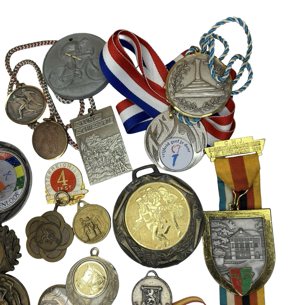 Vintage Sports Medals Job Lot Athletics Cycling Football Award Fobs European