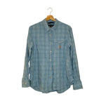 Carhartt Shirt Light Blue Plaid Long Sleeve Button Up Workwear Unisex Size S