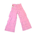 Criminal Damage Kids Cargo Pants Light Pink Lattice Style Y2K BNWT Waist 25"