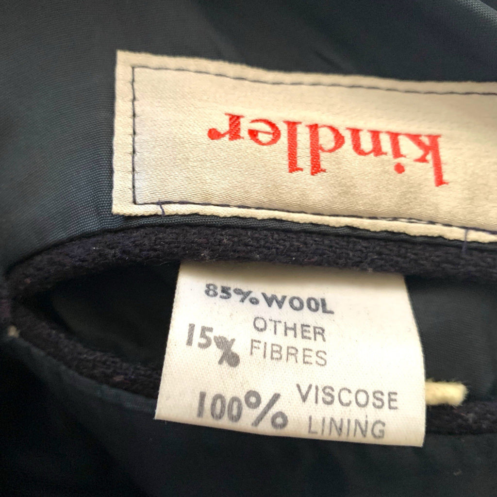 Vintage Kindler Navy Wool Overcoat Womens Size 16 Large Double Breasted England