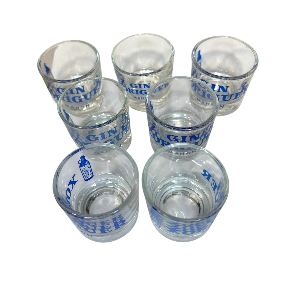 7x Gin Xoriguer Mini Shot Glasses Mahon Menorca Spain Taster Glass Set
