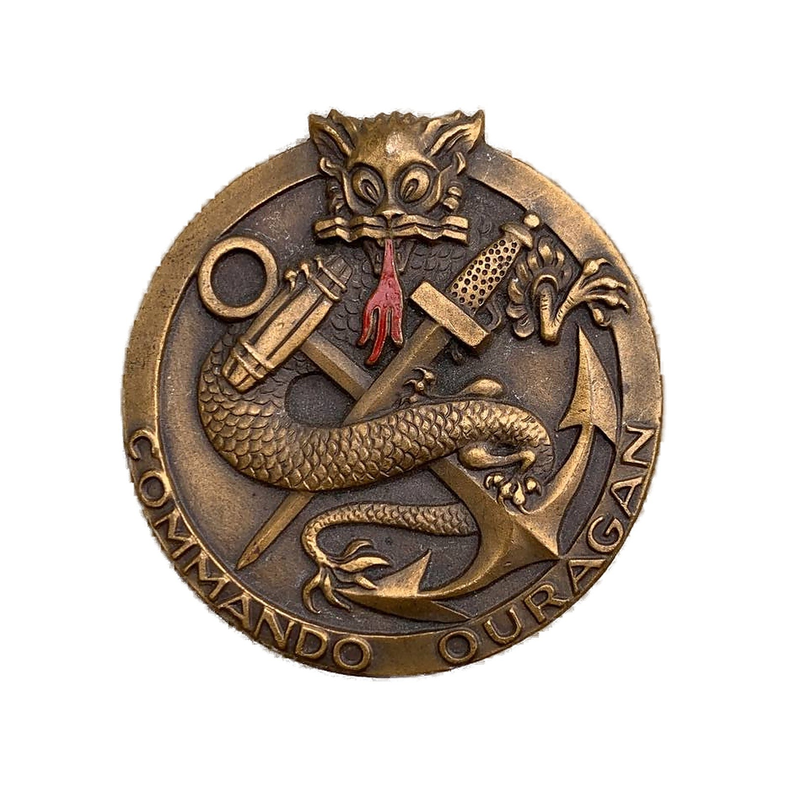 Vintage French Naval Commando Ouragan Bronze Badge Indochina War Arthus Bertrand