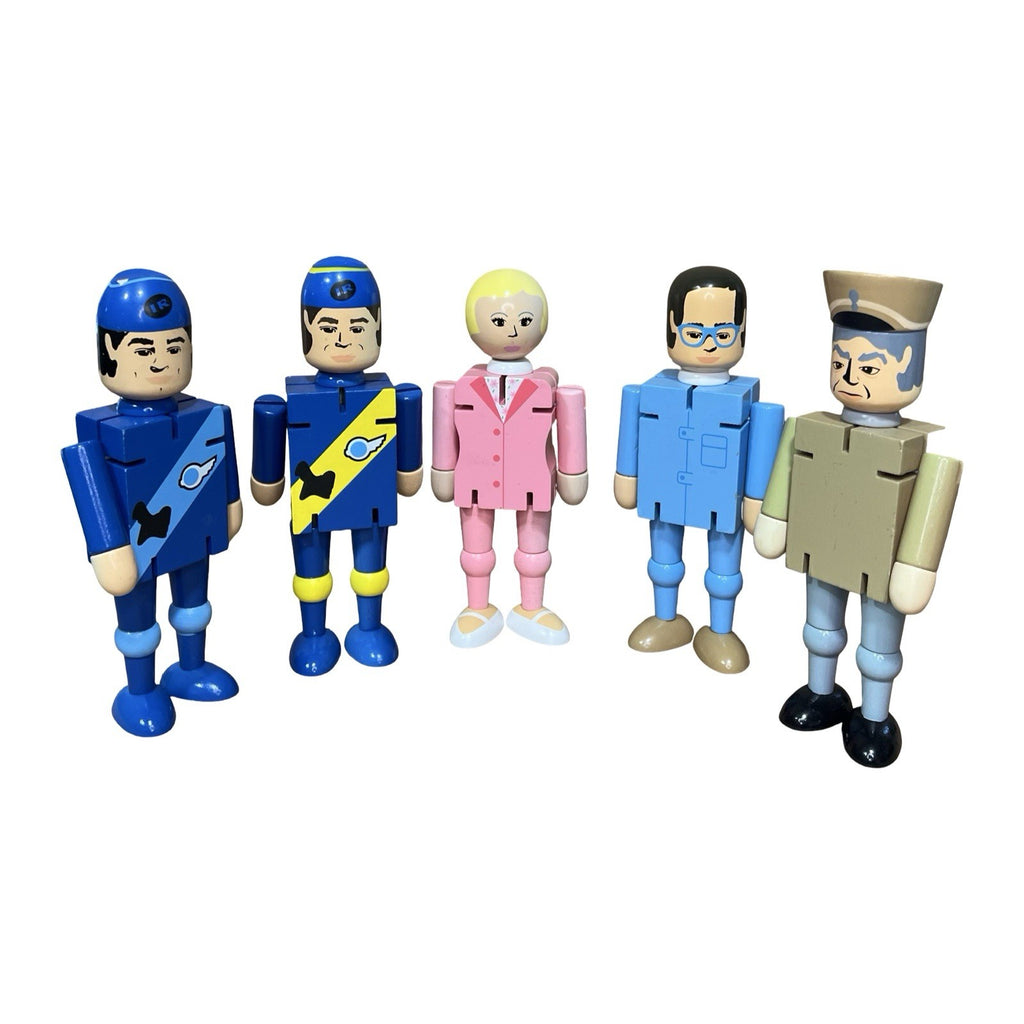 5x Thunderbirds Wooden Poseable Figures JobLot Scott Virgil Penelope Brains Hood