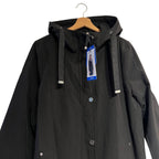 DKNY Women's Black Parka Jacket Coat Hooded Winter Warm Large Zip Slits BNWT