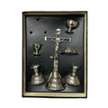 Vintage Catholic Last Rites Set Boxed Crucifix Candlesticks Chalices