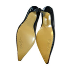 Romilly Jane Black Patent Perforated Court Shoes Tan Pointed Toe Heels Boxed