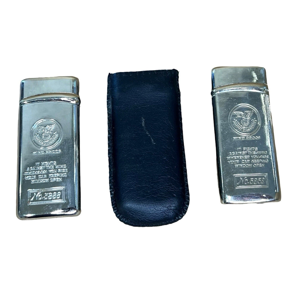 Pair Vintage Sang Xin 5888 5858 Eagle Windproof Butane Gas Lighters Pouch