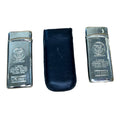 Pair Vintage Sang Xin 5888 5858 Eagle Windproof Butane Gas Lighters Pouch