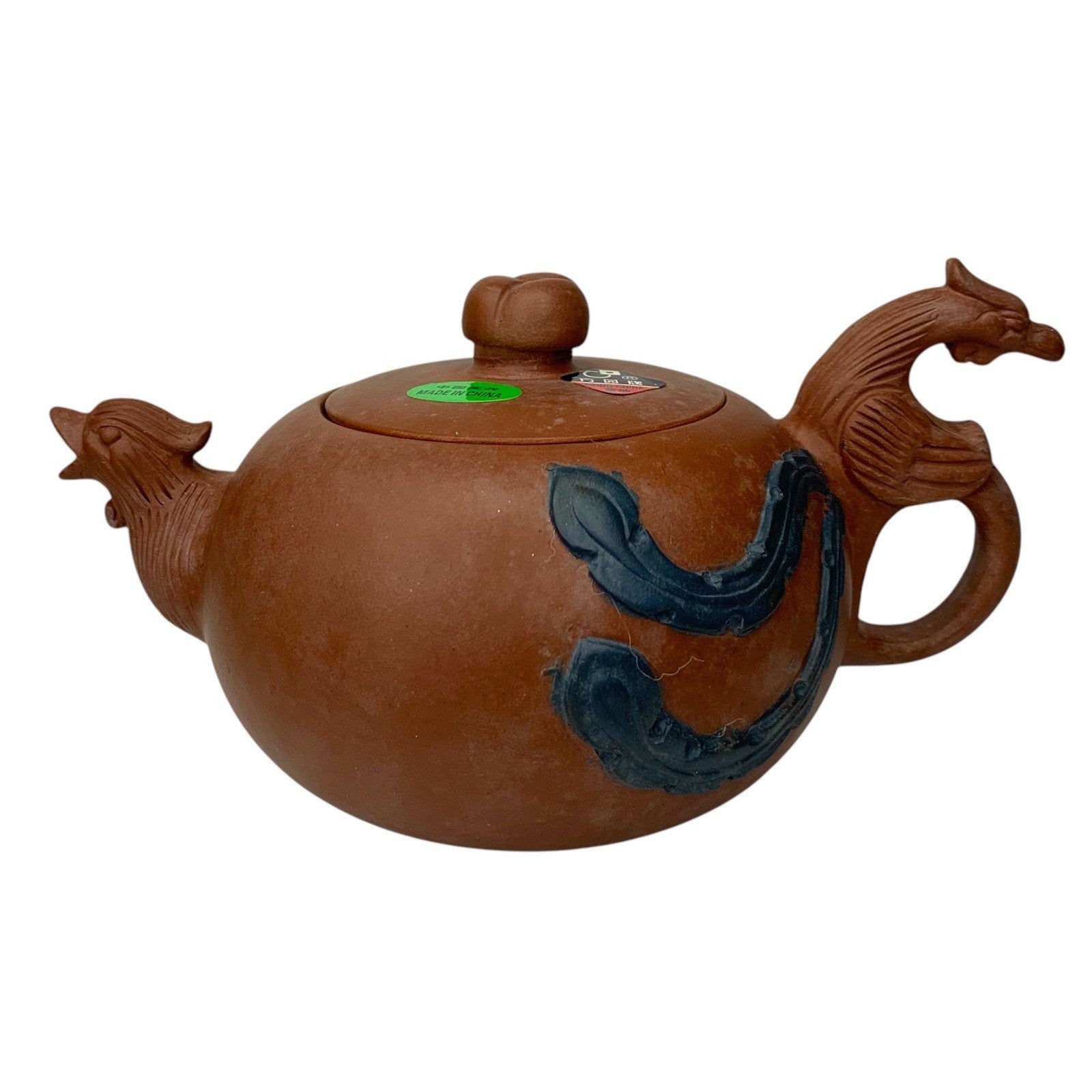 Vintage Yixing Phoenix Handle Teapot Factory 1 Square Circle Zisha Boxed