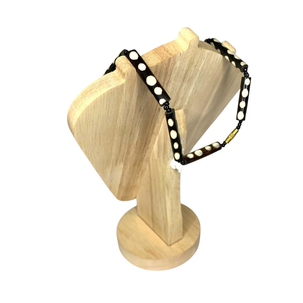 African Tribal Batik Bovine Bone Bead Necklace Statement Ethnic Jewellery VGC