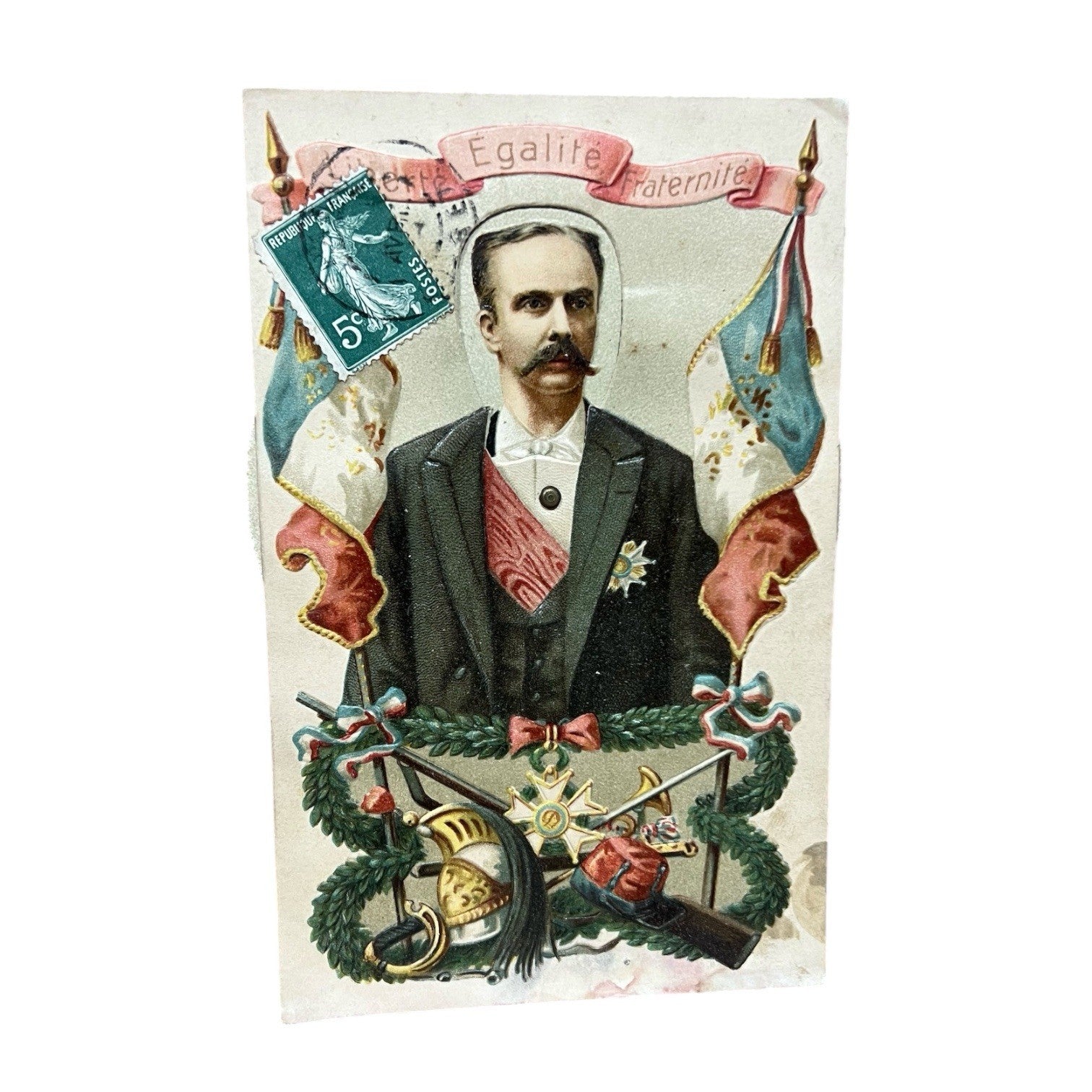 Antique French Political Novelty Postcard Interchangeable Portraits Embossed