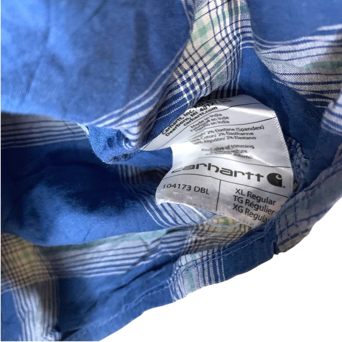 Carhartt Men’s Shirt XL Blue Plaid Button Up Relaxed Fit Workwear Long Sleeve