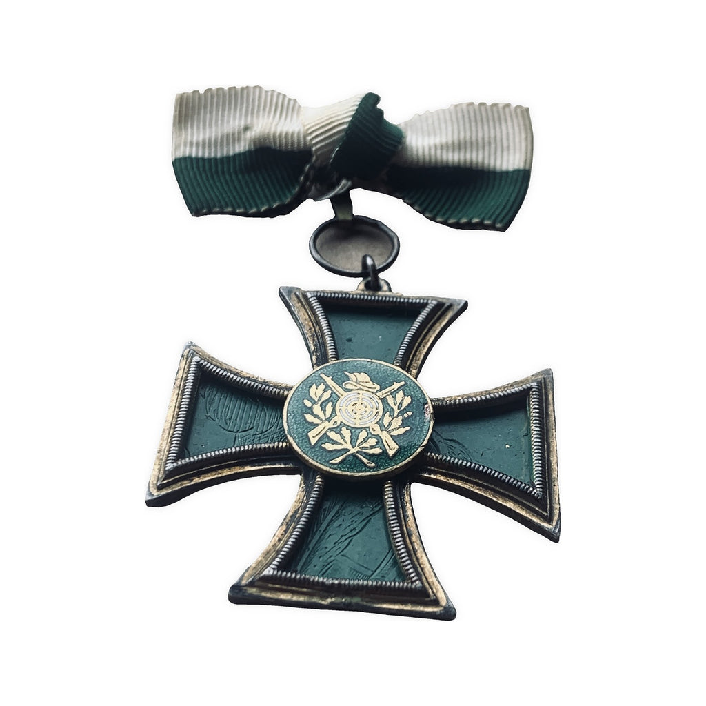 German Schutzenverein Prize Cross 835 Silver Green Enamel Rifles Hameln Medal