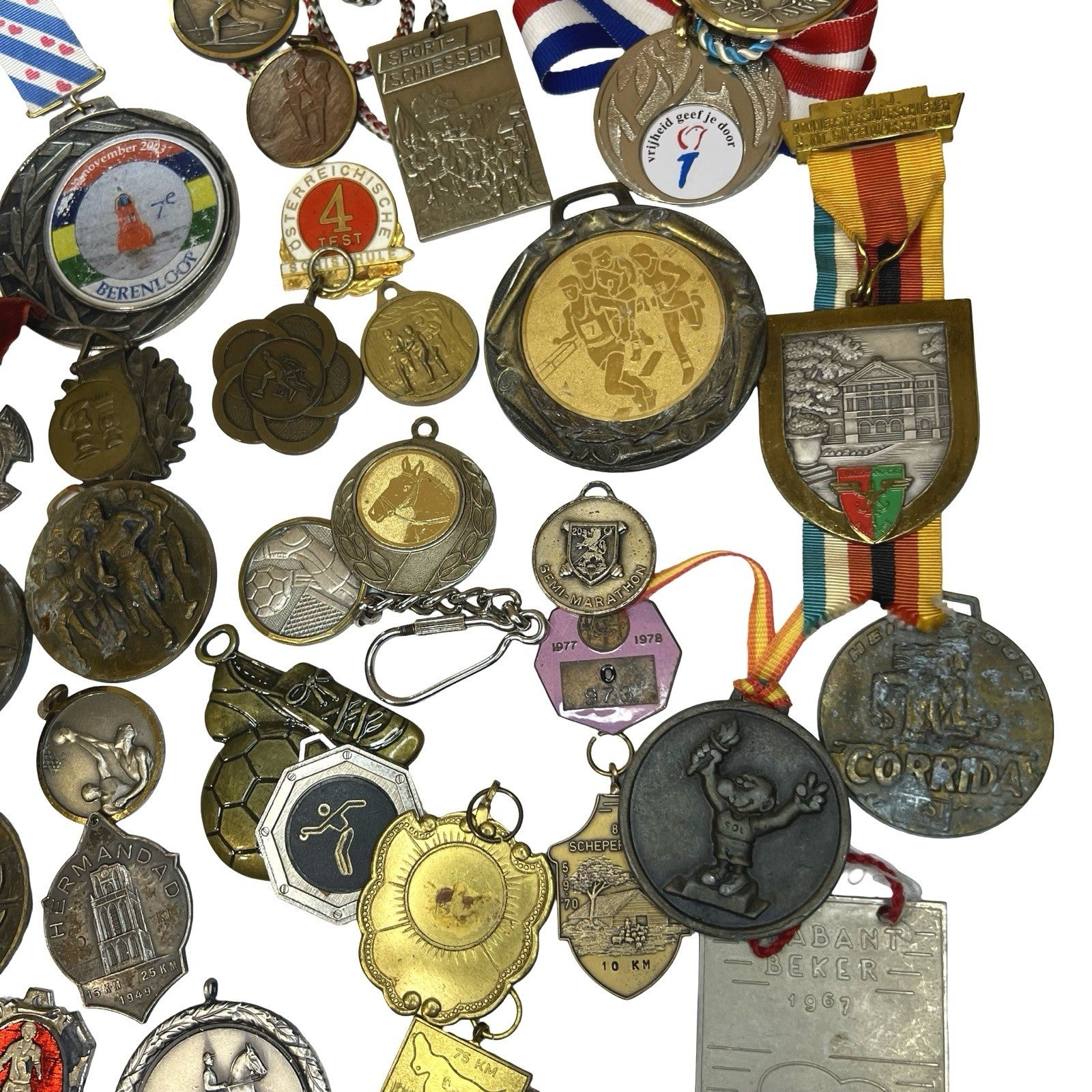 Vintage Sports Medals Job Lot Athletics Cycling Football Award Fobs European