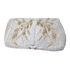 Vintage Brettle's Silkestia White Beige Micro Beaded Evening Clutch Purse Boxed
