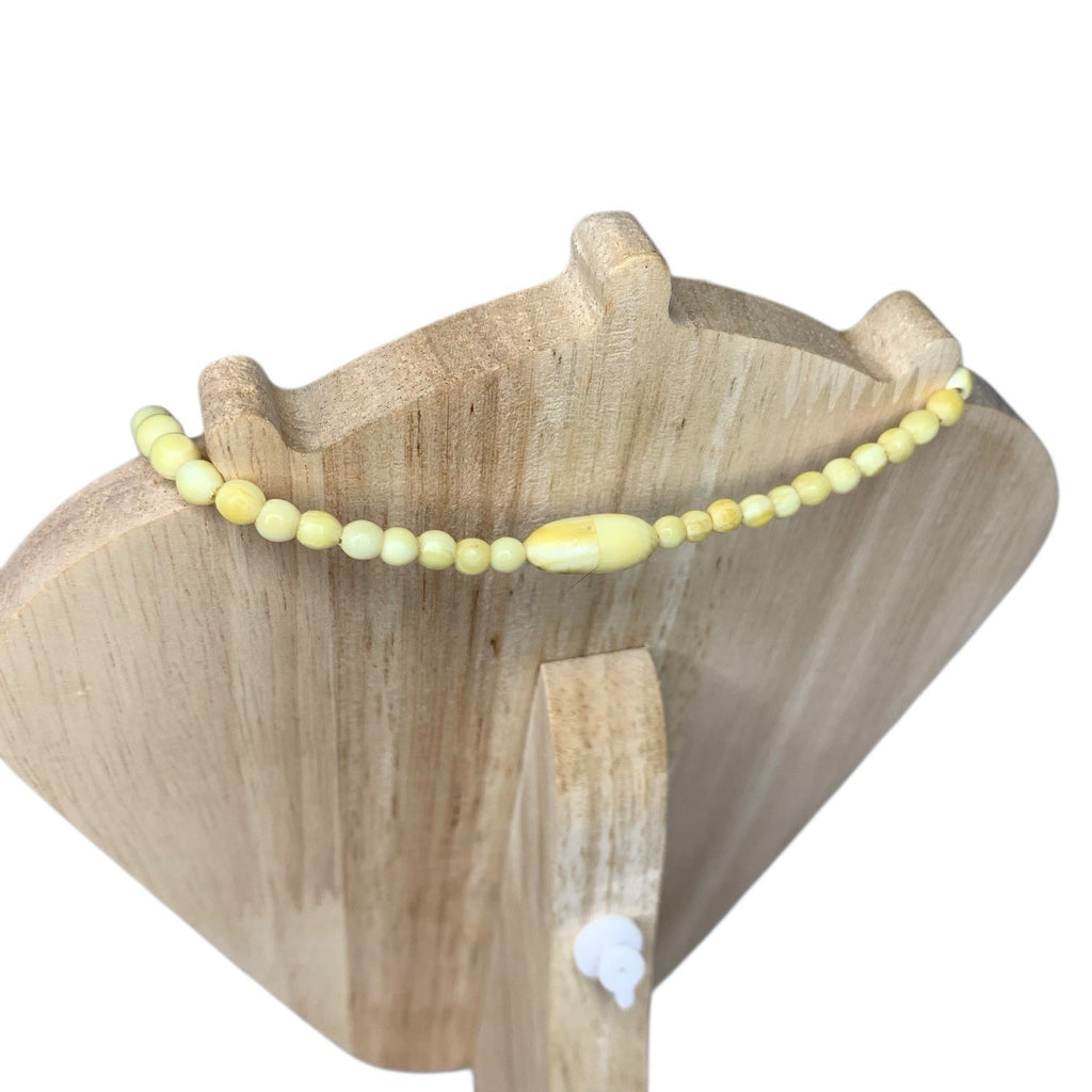 Vintage Art Deco Celluloid Bone Carved Flower Bead Necklace Ladies Jewellery