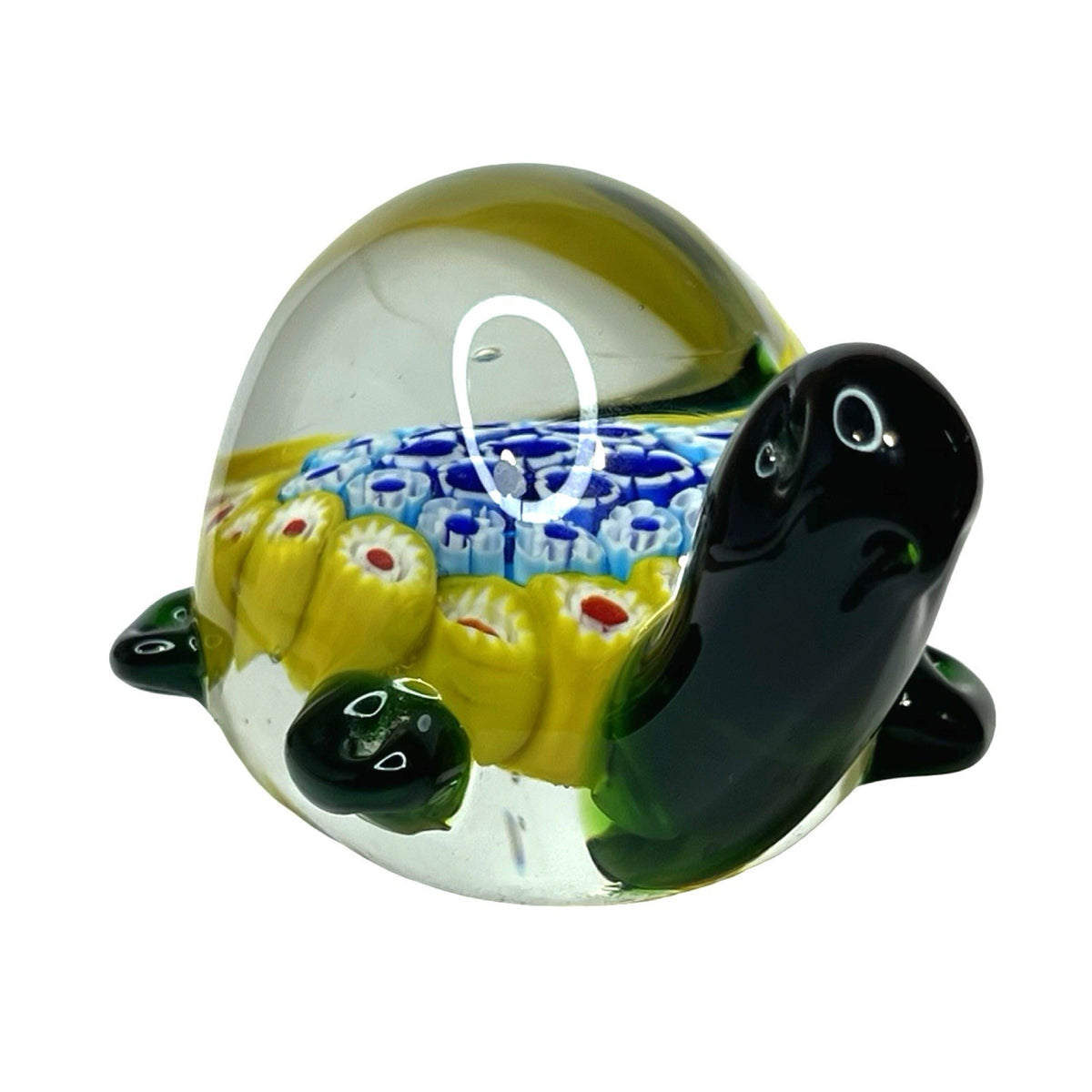 Vintage Murano Millefiori Art Glass Turtle Tortoise Paperweight Figurine