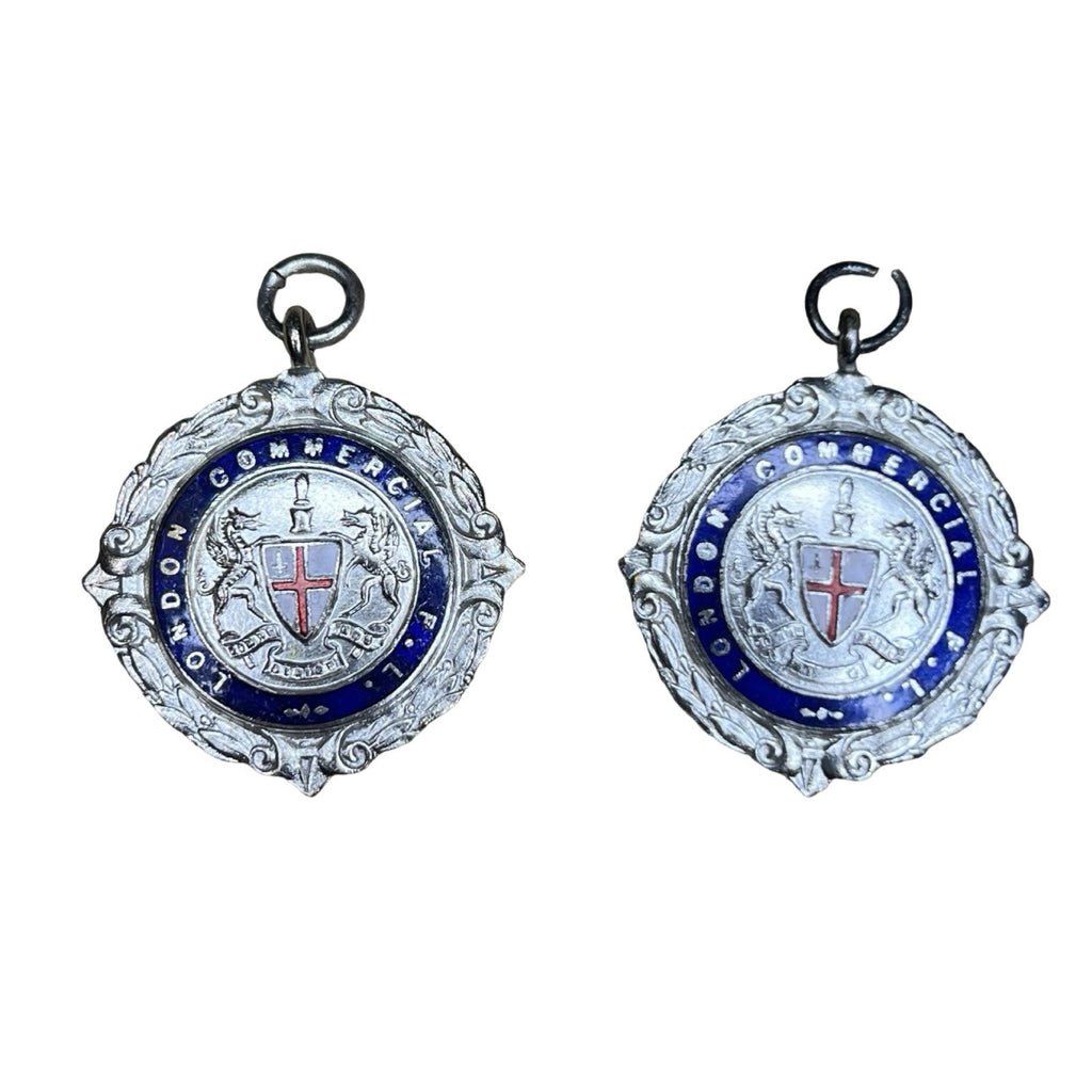 2x Vintage London Commercial FL Enamel Winners Medals 1949-54