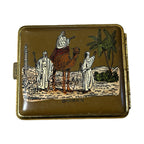 Vintage Bahrain Souvenir Cigarette Case Pictorial Map Camel Palm Trees