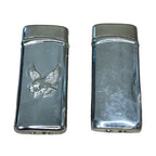Pair Vintage Sang Xin 5888 5858 Eagle Windproof Butane Gas Lighters Pouch