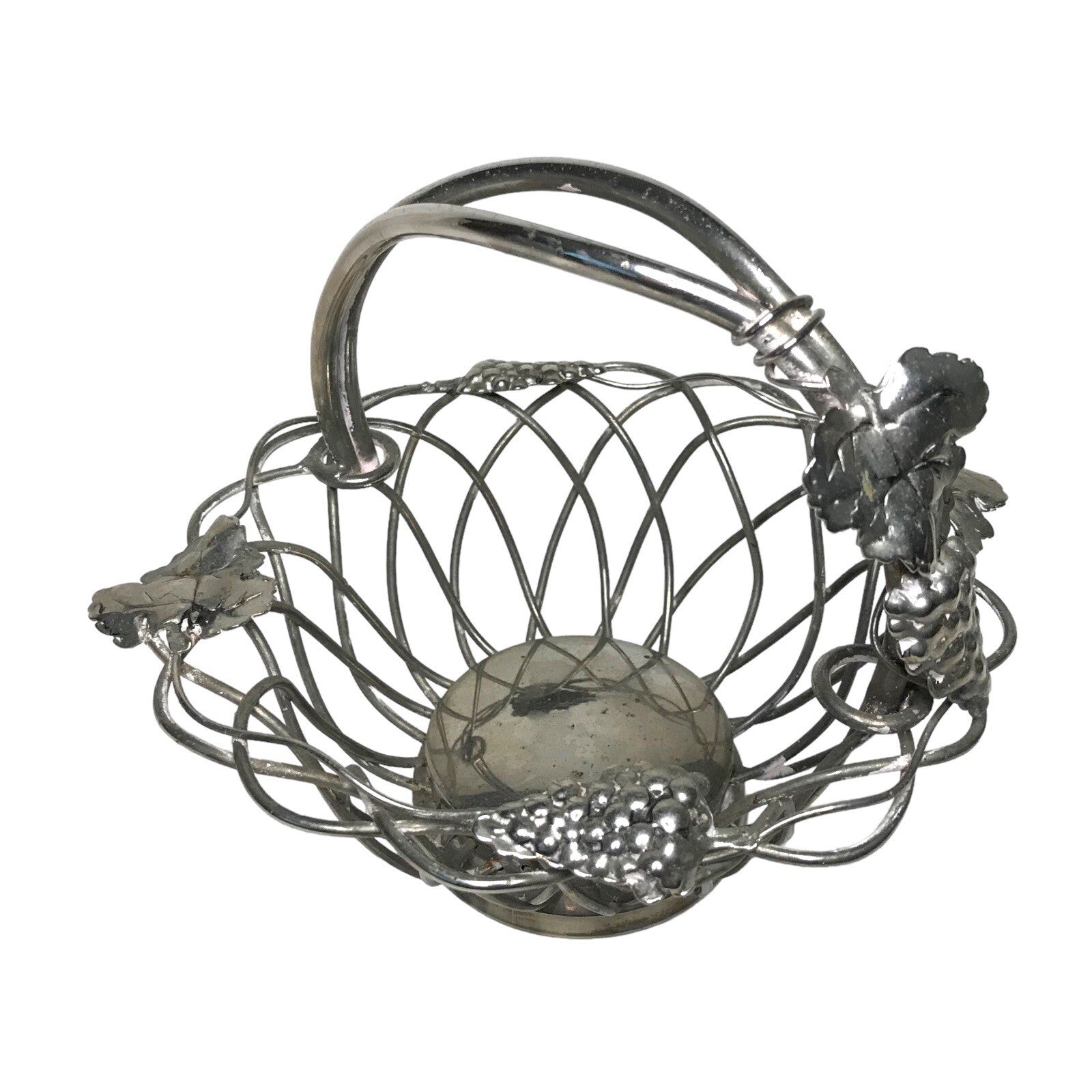 Vintage Godinger Silver Plated Large Wire Grape Leaf & Vine Basket