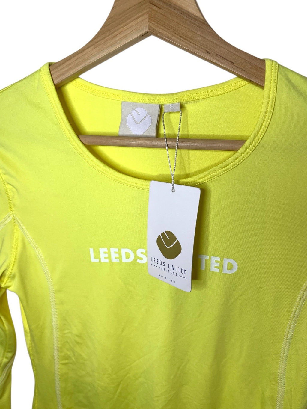 Leeds United Heritage White Label Yellow Gym Stretch Running Top BNWT Size 6